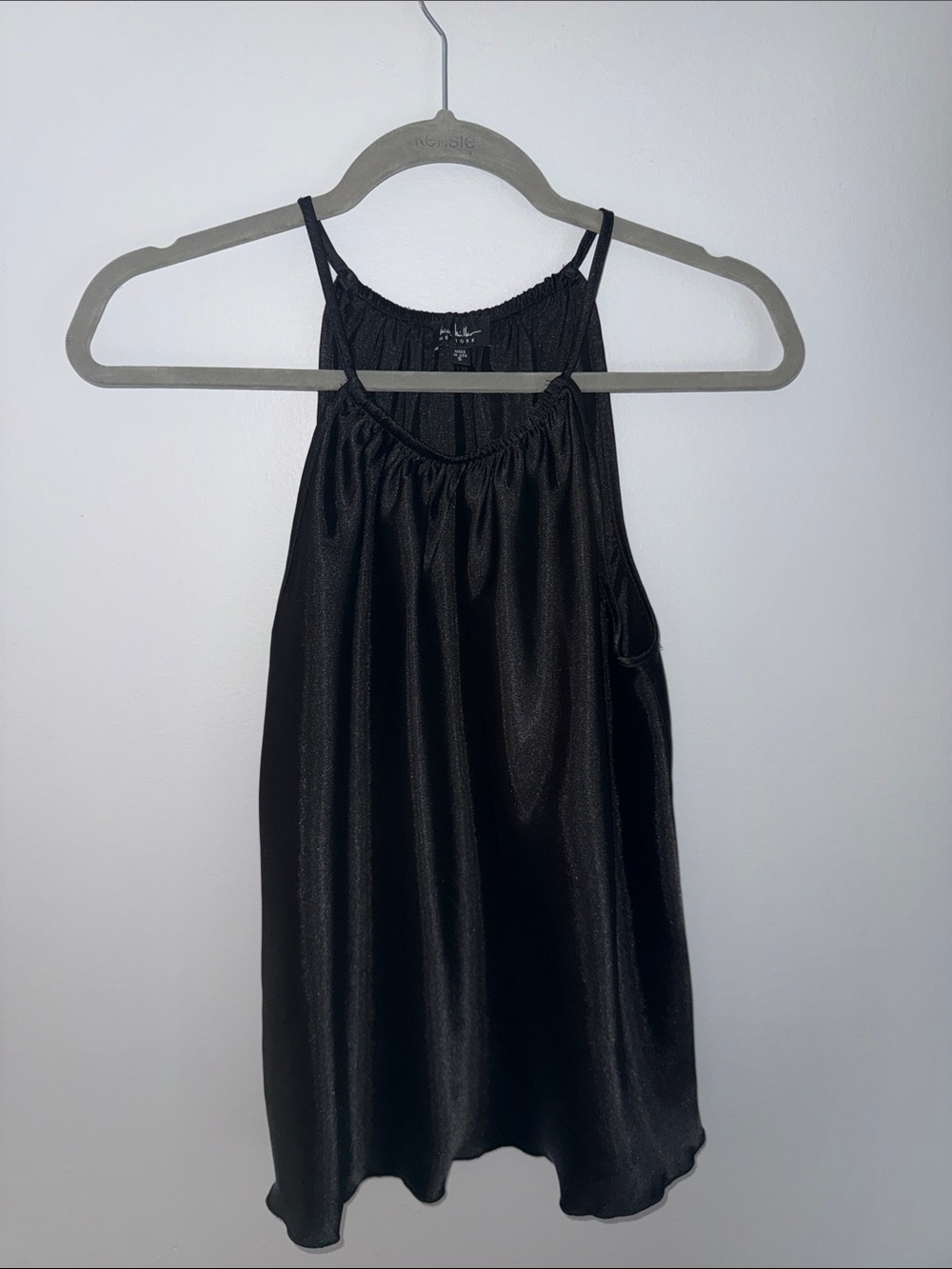 Black & Gold Satin Halter-Cami Top